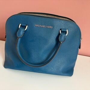 Michael Kors Teal Blue Saffiano Dome Satchel